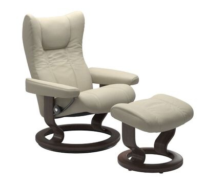 Wing Small Classic Base Recliner and Ottman