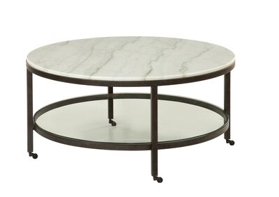 Round Cocktail Table w/ Piano Casters
