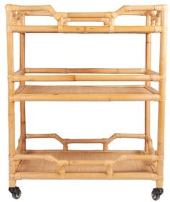 NAPALI RATTAN ROLLING BAR CART