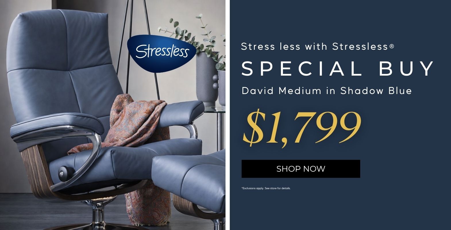 Stressless David Medium - Special Buy $1,799