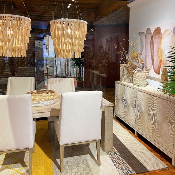 eclectic chairs and tables