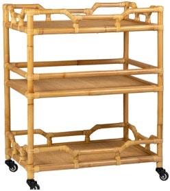 NAPALI RATTAN ROLLING BAR CART