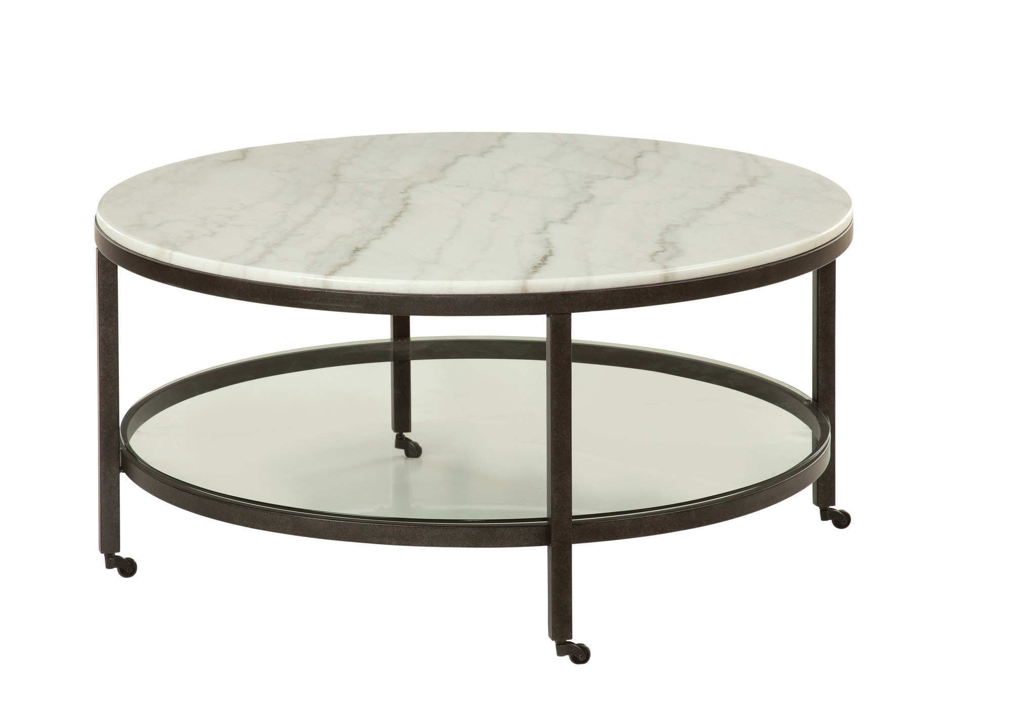 Round Cocktail Table w/ Piano Casters