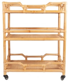 NAPALI RATTAN ROLLING BAR CART