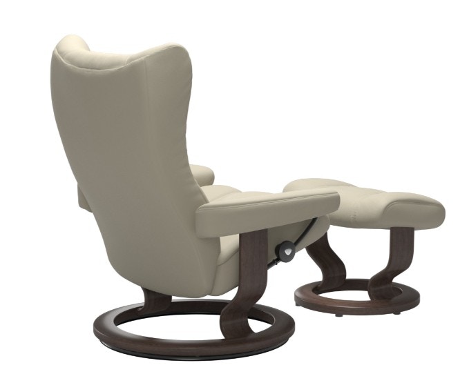 Wing Large Classic Base Recliner and Ottman