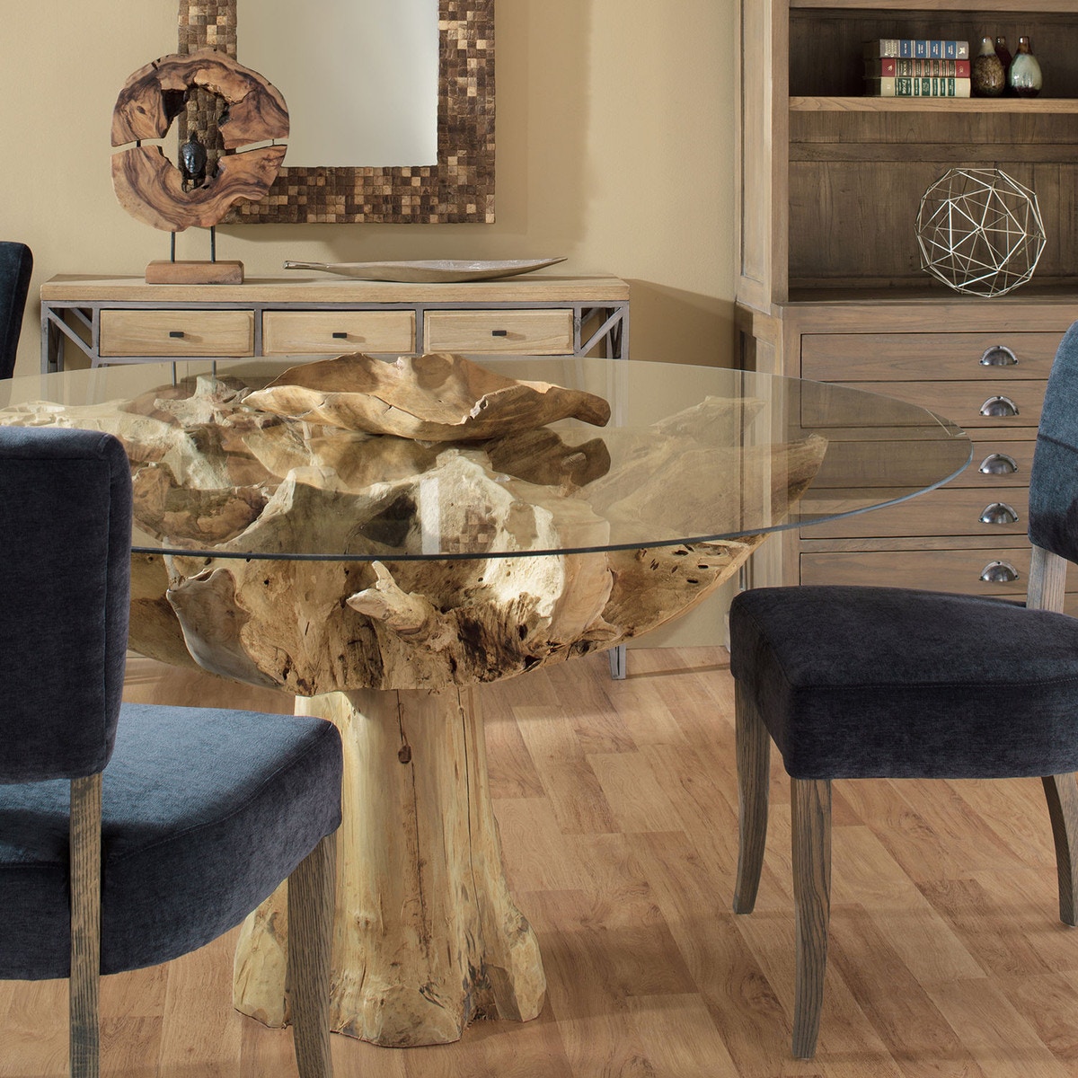 DINING TABLE W/ 60 GLASS TOP
